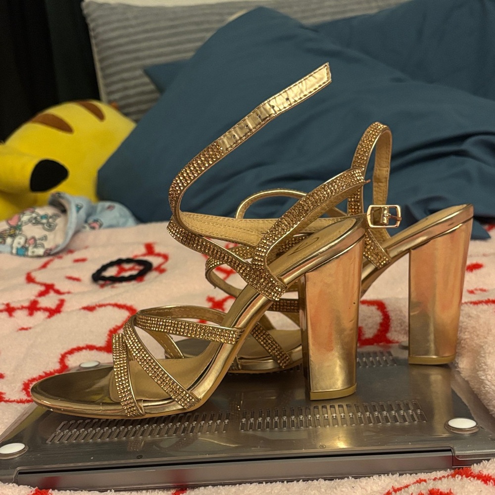 Gold Rose Strappy High Heel for Women